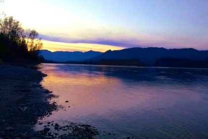 practicing mindfulness Fraser River at sunset